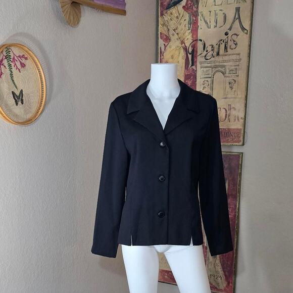 Vintage 90s/Y2K Fashion Bug Black Blazer Style Button Down - Picture 1 of 5